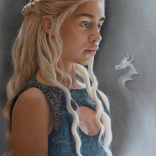 Tekening in pastel van Daenerys van Game of Thrones